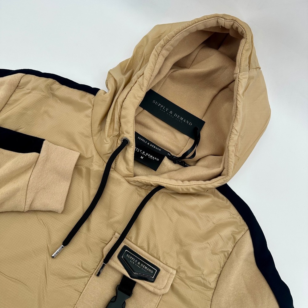 Supply &‎ Demand Hoodie Mens Medium Pullover Tan Black Streetwear Casual NWT